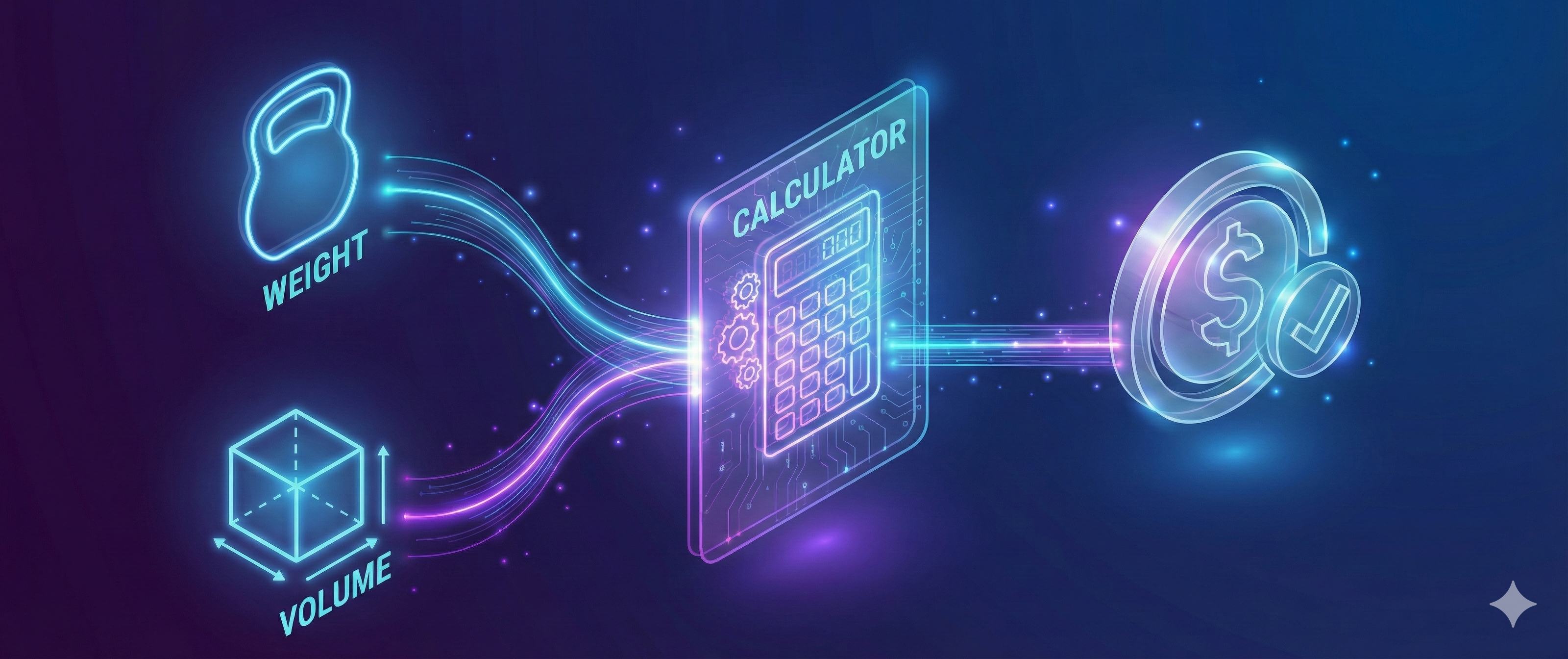 Ilustración de calculadora y caja de envío